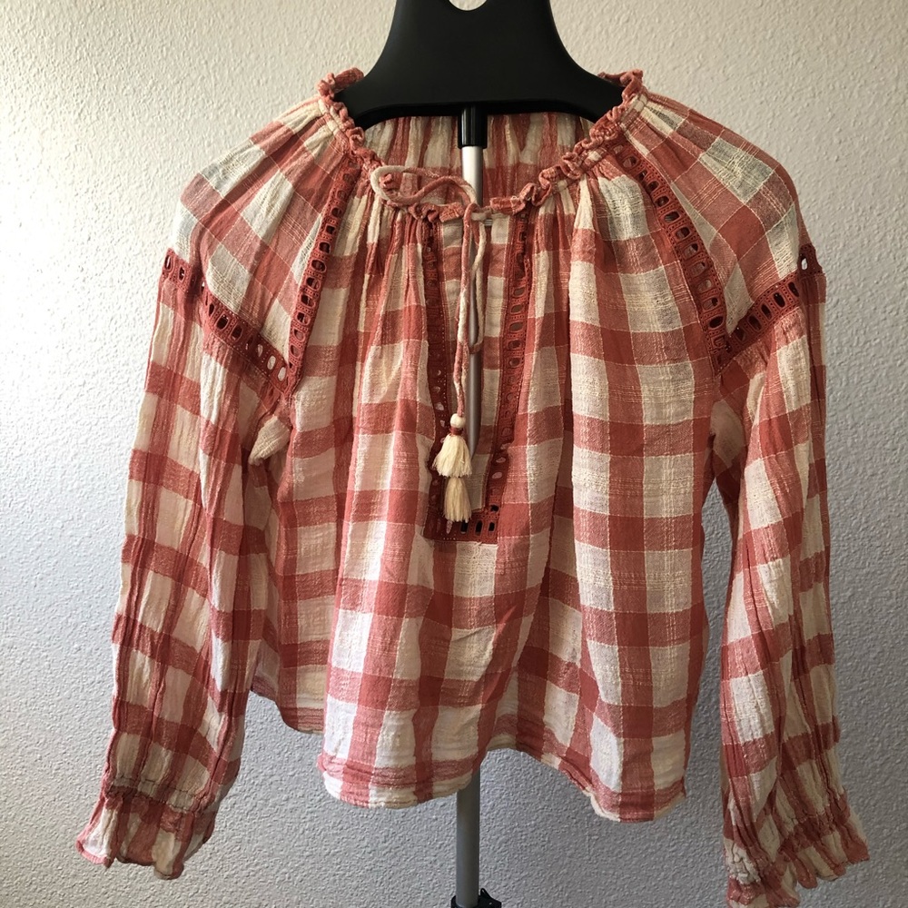 Free People Crochet Details Boho Top